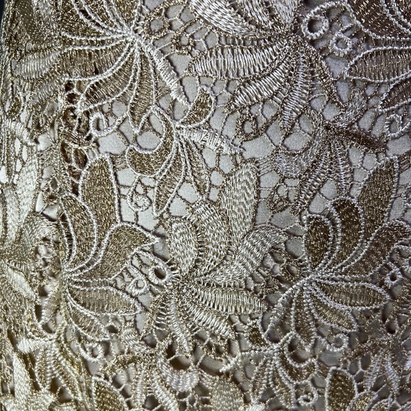 Tahari by Arthur S. Levine Gold Embroidered Evening Gown Size 8 Mermaid Lace - Picture 10 of 14